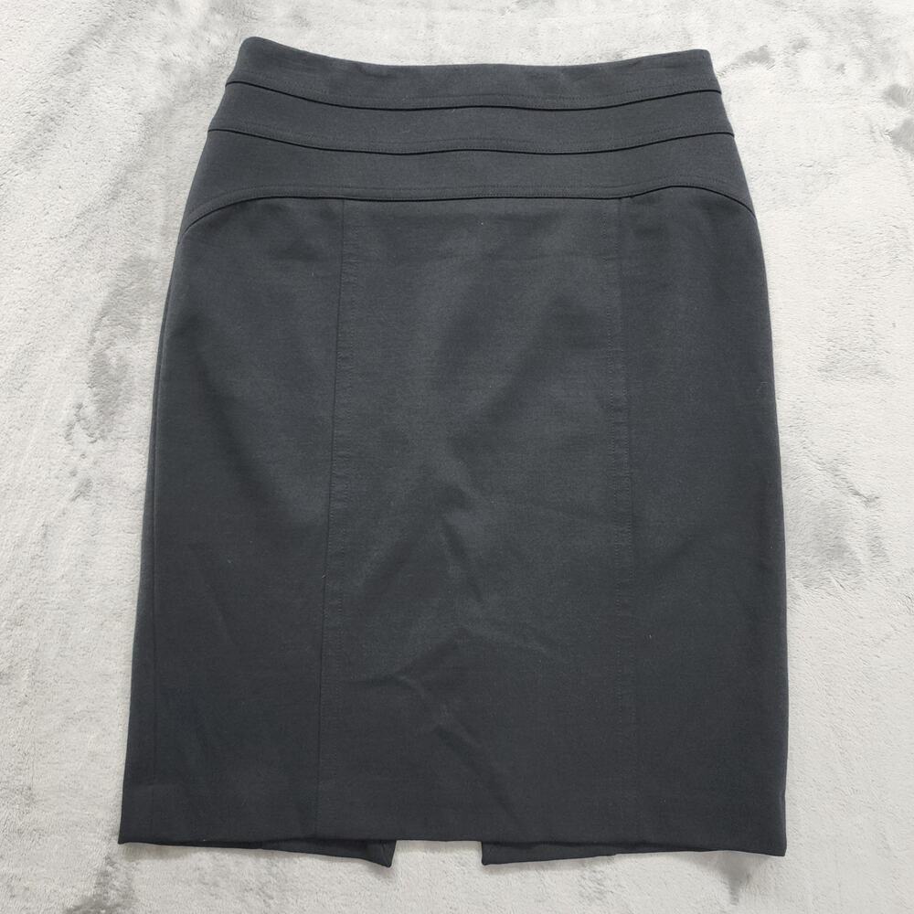 Vintage INC Skirt Womens 6 Black Stretch Pencil Back‎ Slit Zip Office Preppy